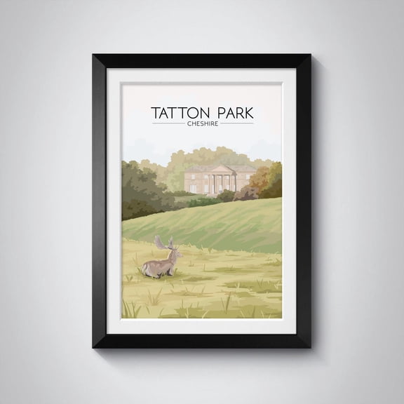 Tatton Park Cheshire National Trust Hall Deer Park Artwork, Unframed Canvas 8x10in