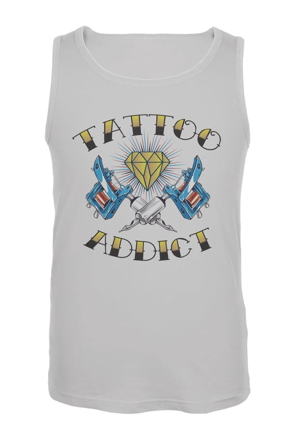 Tattoo Addict White Adult Tank Top - X-Large