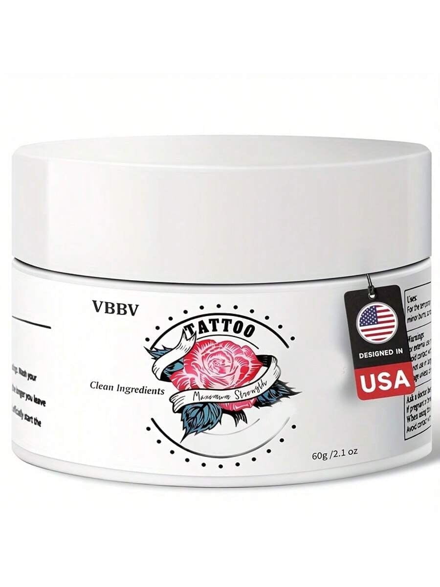 VBBV Tattoo Aftercare 2.1oz Tattoo Balm, Heals + Protects New Tattoos and Rejuvenates Older Tattoos - 100% Vegan Cream No-Petroleum