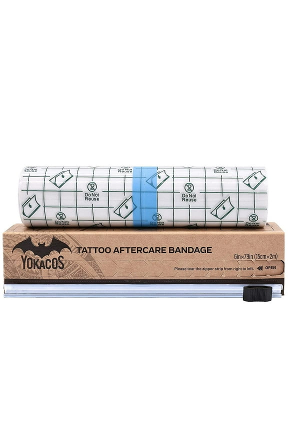 Tattoo Aftercare Bandage Roll, Tattoo Ink Wrap with Sliding Cut 6''x2.2 Yard, Second Skin Derm Shield Protection Transparent Film Dressing Waterproof Breathable Stretch Adhesive Cover Tattoo Supplies