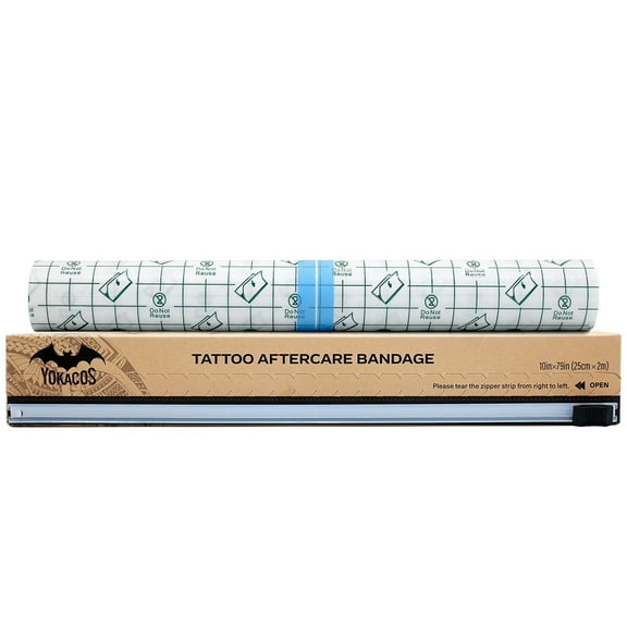Tattoo Aftercare Bandage, Tattoo Wrap Roll with Sliding Cut 10''x2.2 Yard, Tattoo Supplies Second Skin Bandages, Derm Shield Protection Waterproof Film Dressing
