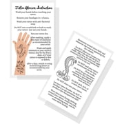 Tattoo Aftercare Instructions Cards 50 Pack Double Sided Size 2 x 3.5" inches Business Card White with Manly Tattooed Hand Design