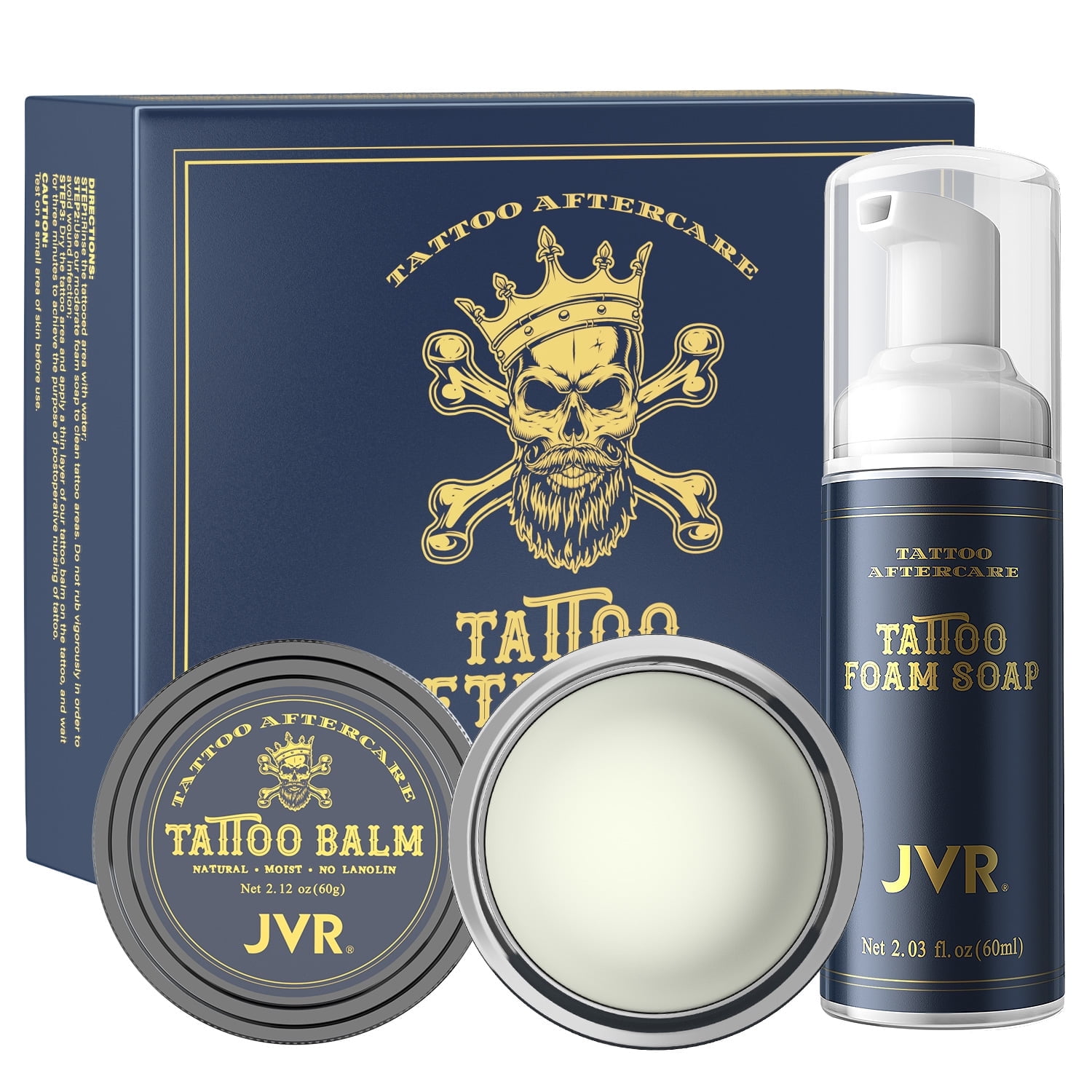 Tattoo Aftercare, JVR Tattoo Balm for Tattoo Brightener \u0026 Color Enhancement \u0026 Rejuvenates Older Tattoos, Tattoo Foam Soap cleanser for Cleaning, Soothing and Moisturizer, Organic \u0026 No-Petroleum