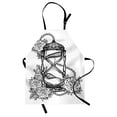 thumbnail image 1 of Tattoo Apron Pencil Drawing Romantic Theme Hourglass Symbol of Eternal Love with Roses Print, Unisex Kitchen Bib Apron with Adjustable Neck for Cooking Baking Gardening, Black and White, by Ambesonne, 1 of 3