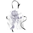 thumbnail image 1 of Tattoo Apron Sexy Woman with Floral Butterfly Beauty Leaves Botanical Figures on Her Back, Unisex Kitchen Bib Apron with Adjustable Neck for Cooking Baking Gardening, Dark Purple White, by Ambesonne, 1 of 3