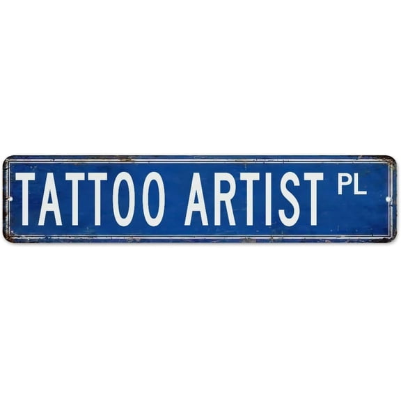 Tattoo Artist 4"x16" Metal Sign Retro Coffee Bar Garage Shop Wall Decor Garage Signs Profession Pure Solid Color Metal Plaque for Men