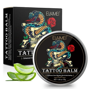 Tattoo Balm - Natural Tattoo Aftercare Cream, Enhances Color, Moistens Skin & Aids Healing, by Elaimei, 1.02 Ounce