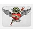 thumbnail image 1 of Tattoo Bath Mat, Angel Wings with Skull and Heart Full of Blood Symbol of Real Love Image, Non-Slip Plush Mat Bathroom Kitchen Laundry Room Decor, 29.5 X 17.5 Inches, Red White and Black, Ambesonne, 1 of 2