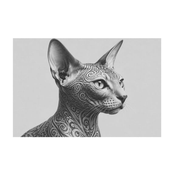 Tattoo Cat Canvas Wall Art with Tassel Decoration for Bedroom or Living Room 12*18in