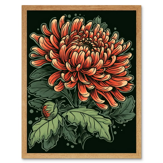 Tattoo Chrysanthemum Flower Rockabilly Americana 50s Art Print Framed Poster Wall Decor 12x16 inch