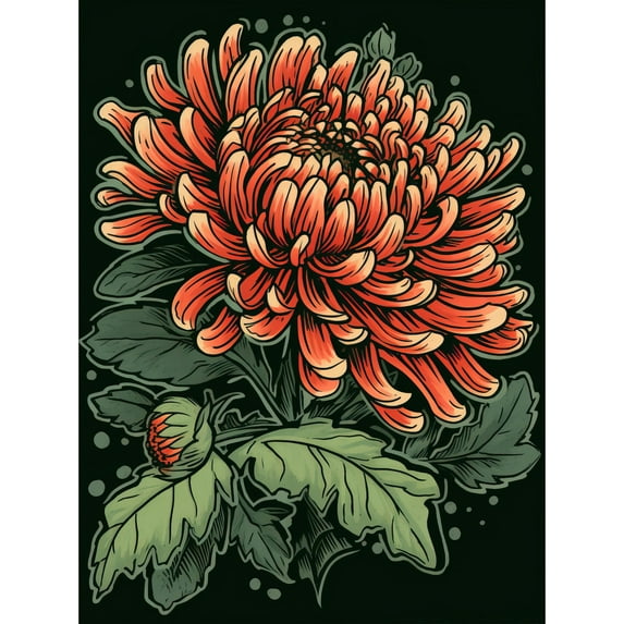 Tattoo Chrysanthemum Flower Rockabilly Americana 50s Unframed Wall Art Print Poster Home Decor Premium