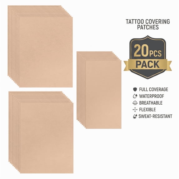 20 Pcs Tattoo Cover Up Patch Ultra Thin Scar Cover Up Patch Sweatproof Waterproof Invisible Scar Birthmarks Sticker for Tattoos, Scar, Birthmarks Spots