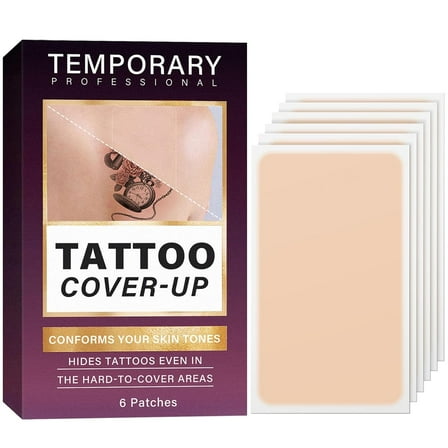 Tattoo Cover Up Patch,Natural&Invisible Tattoo Cover Up,Breathable Tattoo Cover Up Makeup Waterproof and Sweatproof, Ultra Thin Cover Up Tape for Tattoos,Scars,Birthmarks& Spot,6 pieces