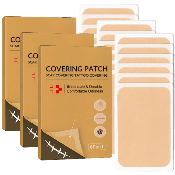 Tattoo Cover up Patch Ultra Thin Patch for Scar Waterproof Sweatproof Tattoo Cover up Tape Cuttable Invisible Scar Birthmarks Sticker, 3.5x6 Inches ( Light Skin Tone) 6 Pieces - Box