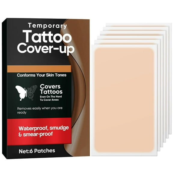 Tattoo Cover Up, 6Pcs Invisible Breathable Tattoo Cover Up Tape, Tattoo Cover Up Makeup Waterproof for Covering Up Scars and Tattoo