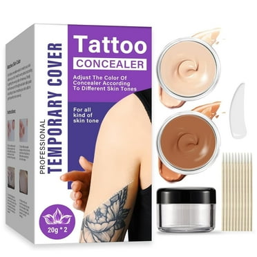 Tattoo Cover Up Makeup Waterproof - Adjustable Concealer, Waterproof & Long-Lasting Tattoo Cover, Suitable for Tattoo, Scars & Spots, 2 Colors
