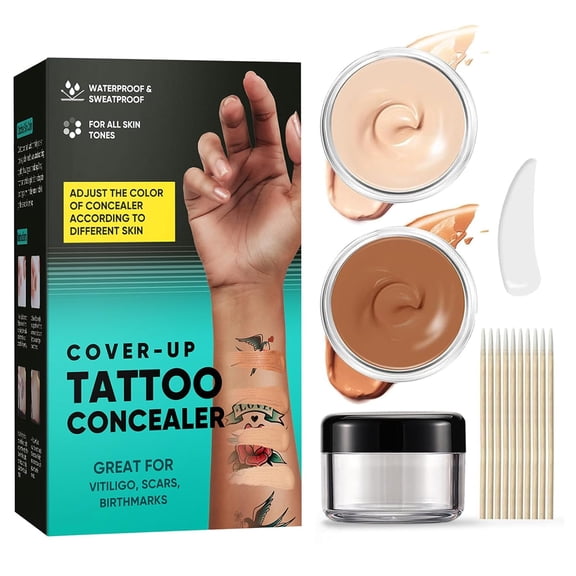 Tattoo Cover Up Makeup Waterproof Transfer-Resistant Body Concealer for Weddings and Interviews, Full Coverage Smudge-Proof Formula