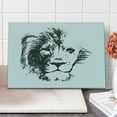 thumbnail image 1 of Tattoo Cutting Board, King of Jungle Pencil Drawing Handmade Majestic Lion Head Image Print, Decorative Tempered Glass Cutting and Serving Board, Large Size, Grey and White, by Ambesonne, 1 of 1