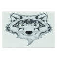 thumbnail image 1 of Tattoo Cutting Board, Majestic Beast Creature Head of a Wild Wolf Tribal Tattoo Design Art Print, Decorative Tempered Glass Cutting and Serving Board, Large Size, White and Black, by Ambesonne, 1 of 1