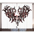 thumbnail image 1 of Ambesonne Tattoo Curtains 2 Panel Set, Goat Skull Shaped Swirls, 108" x 90", Magenta, 1 of 3
