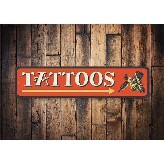 Tattoo Direction Sign Tattoo Shop Outside Tattoo Lovers Custom Tat Sign Tattoo Shop Owner Tattoo Gift Gift For Tat Studio - Tat Signs - Size: 16 x 4 Inches