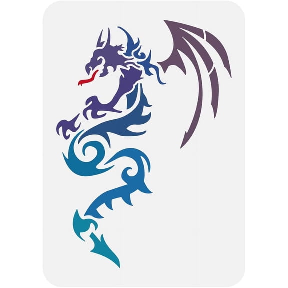 Tattoo Dragon Stencil for Painting 8.3x11.7inch Large Dragon Pattern Stencil Plastic PET Tattoo Dragon with Wings Drawing Template Animal Theme Stencil for Painting on Wood Fabric