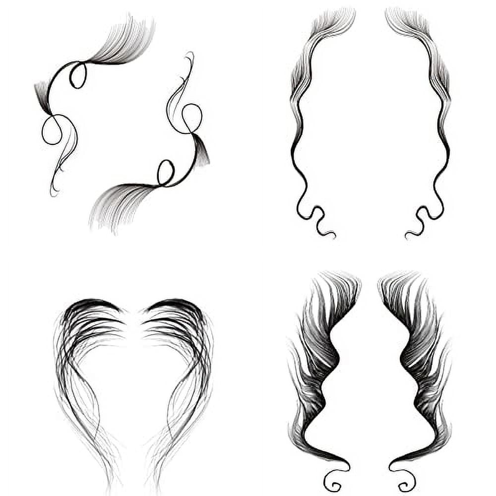Tattoo Edges for Hair-4pcs Styles DIY Baby Hair Tattoo Stickers Waterproof  Lasting Temporary Tattoo Edges Hair for Women Hair Makeup Tool (Black)