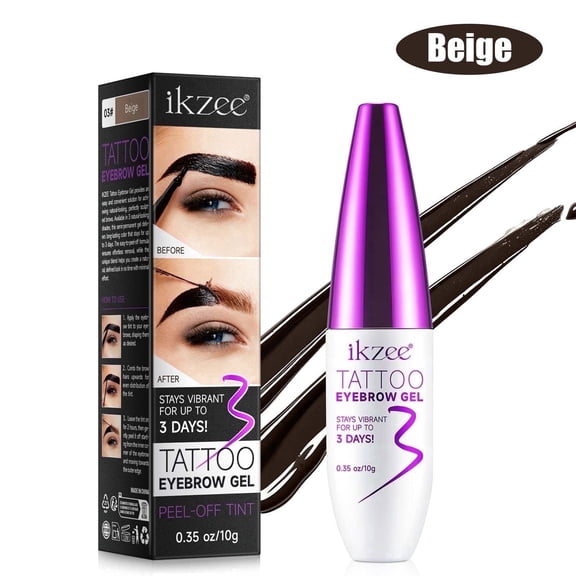 Tattoo Eyebrow Gel Easy Peel Off, Long-lasting, Waterproof for Fuller & Defined Looking Brows, for All Skin Types - Beige