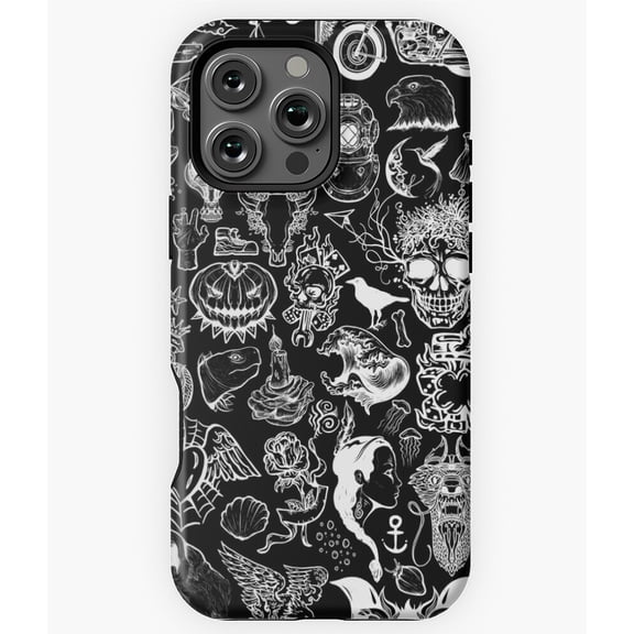 Tattoo Flash Art Vintage Ink Design Phone Case for iPhone 16 15 14 13 12 11 Pro Max