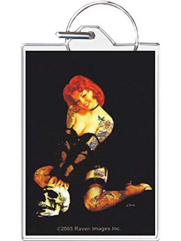 Tattoo Girl with Skull Keychain