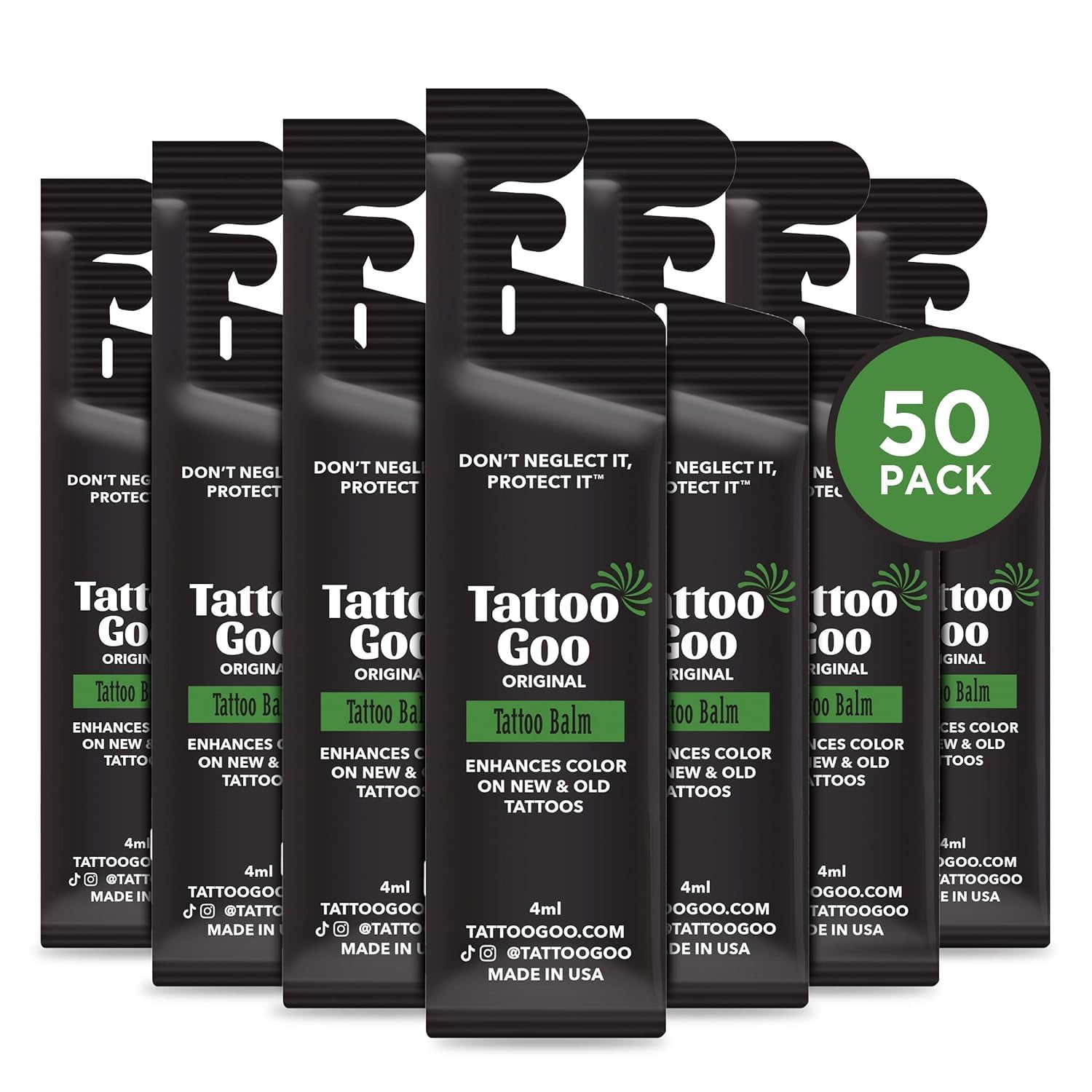 Tattoo Goo Original Aftercare Fast Healing Ointment - All-Natural, Soothing Herbal Treatment Balm & Brightening Care - 50 Travel Pillow Packets