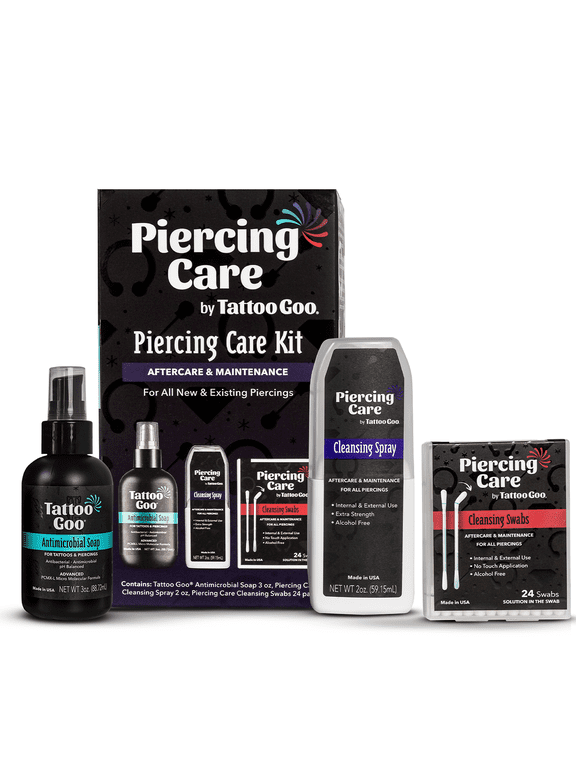 Piercing After Care Kit with cleansing swabs and spray and antibacterial soap