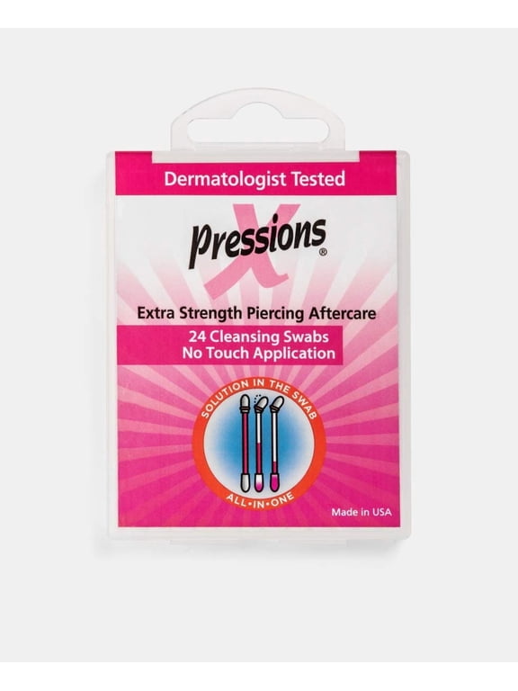 X-Pressions Extra Strength Piercing Aftercare Swabs, Antiseptic Swabs for Oral and Dermal Piercings, Sodium and Alcohol-Free - 24 Swabs