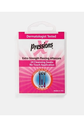 X-Pressions Extra Strength Piercing Aftercare Swabs, Antiseptic Swabs for Oral and Dermal Piercings, Sodium and Alcohol-Free - 24 Swabs