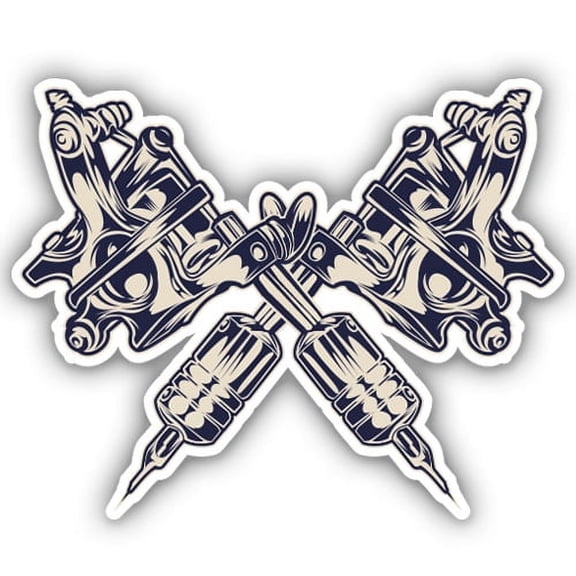 Tattoo Guns - 3" Vinyl Sticker - For Car Laptop Water Bottle Phone - Waterproof Decal
