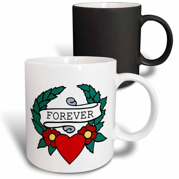 3drose, Tattoo Heart Forever, 11oz Magic Transforming Mug