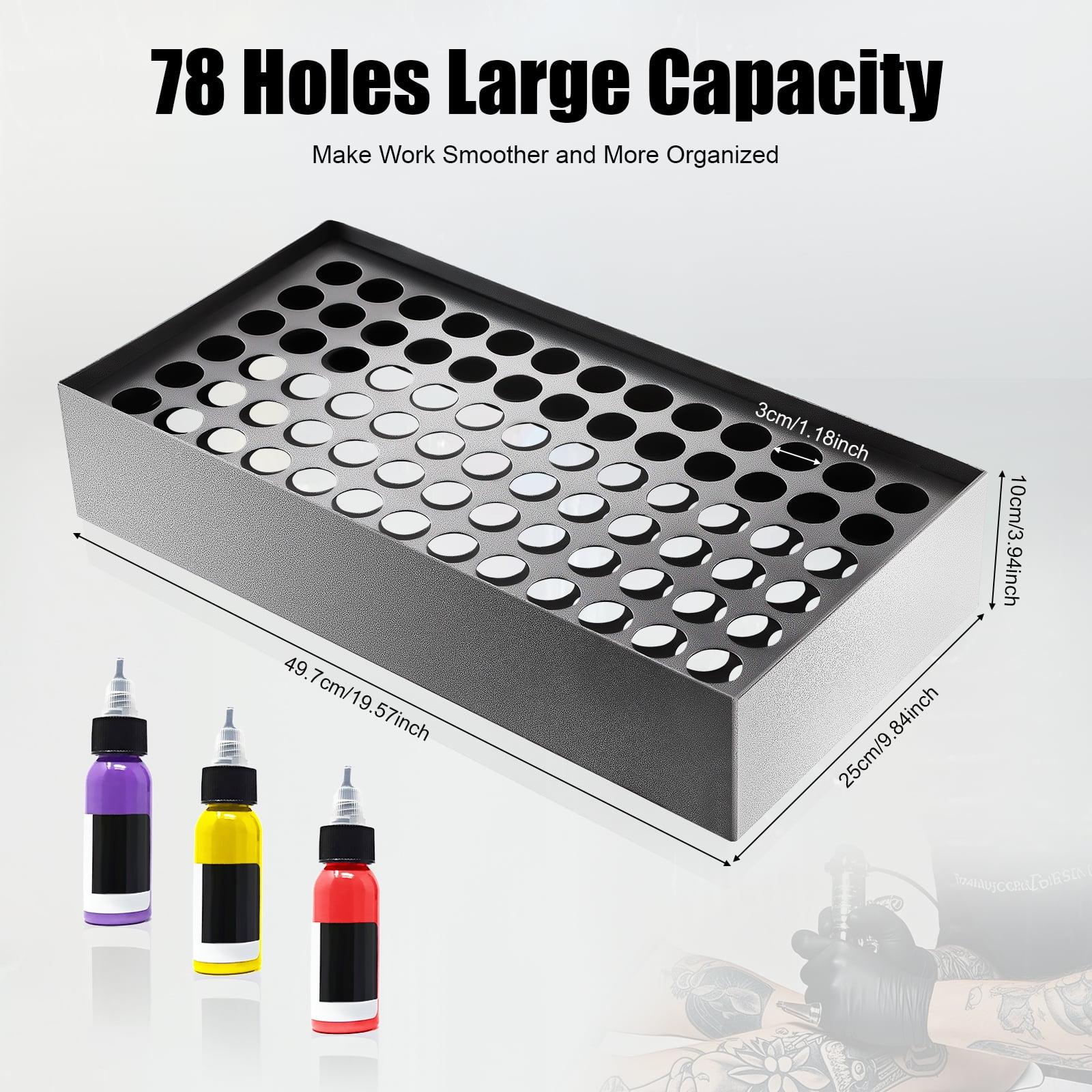 Tattoo Ink Rack for 78 Bottles, Wall-Mountable, Iron, Eco-Friendly ...