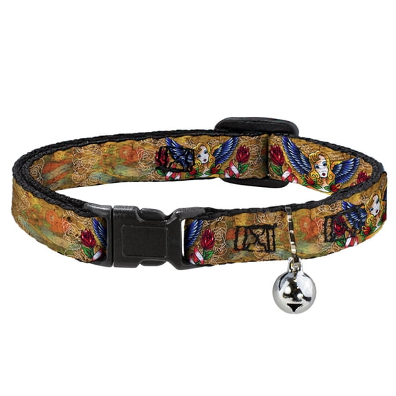 Tattoo Johnny Breakaway Cat Collar With Bell, Plastic Clip, Easy Adjustable, Tattoo Johnny Blonde, 8.5 to 12 Inches 0.5 Inch Wide