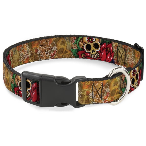 Tattoo Johnny Pet Collar, Dog Collar Plastic Buckle, Tattoo Johnny Dagger, 8.5 to 12 Inches 0.5 Inch Wide
