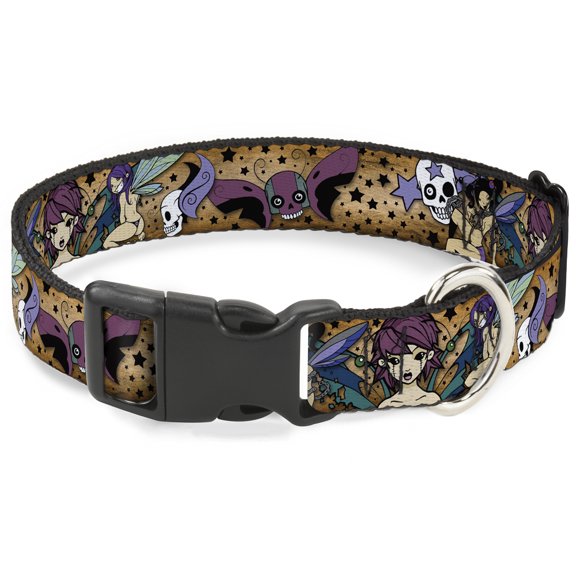 Tattoo Johnny Pet Collar, Dog Collar Plastic Buckle, Tattoo Johnny Fairy Gothic, 15 to 24 Inches 1.0 Inch Wide