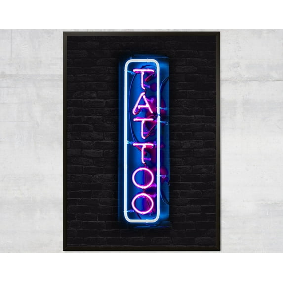 Tattoo Neon Sign, Tattoo Art Print, Soho Art, Tattoo Shop Decor, Neon Photography Print Wall Art, Modern Wall Decor, 8x12 UNFRAMED