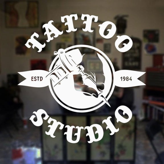 Tattoo Salon Wall Decal Tattoo Shop Sign Logo Poster Studio Design Door Window Vinyl Sticker Mural Gift Decor Wall Art 42x42cm