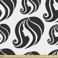 thumbnail image 1 of Ambesonne Tattoo Fabric by the Yard Upholstery, Young Woman Portrait Tattoo, 2 Yards, White and Black, 1 of 4