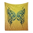 thumbnail image 1 of Tattoo Soft Flannel Fleece Throw Blanket, Blue Colored Tribal Designed Free Butterfly of and Freedom Artwork Print, Cozy Plush for Indoor and Outdoor Use, 50" x 70", Blue and Yellow, by Ambesonne, 1 of 5