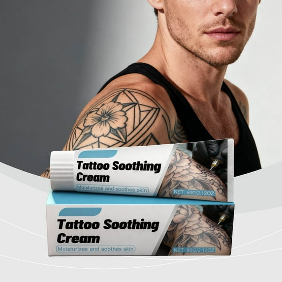 Tattoo Soothing Cream, Aftercare Balm for Tattoos & Beauty Treatments, Moisturizes & Soothes Dry Skin, Odorless & Non-Greasy Formula, 60g