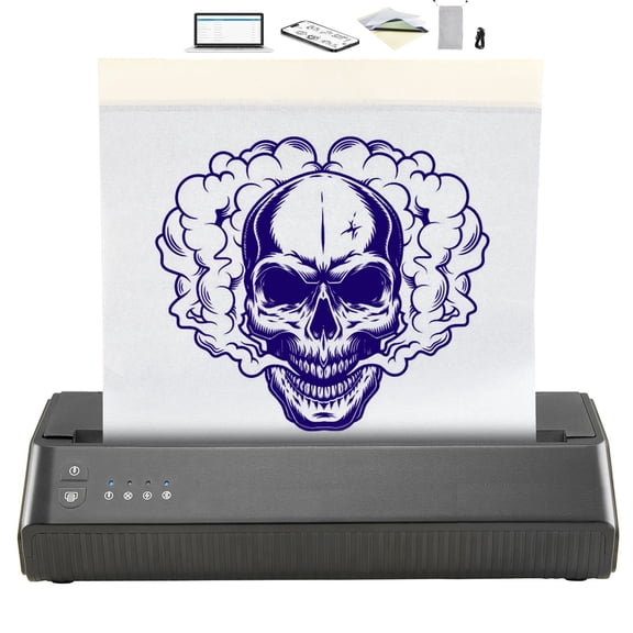 Tattoo Stencil Printer, Wireless Bluetooth Tattoo Printer Transfer Stencil Machine with 10Pcs Transfer Paper, Compatible for iOS&Android Phone, iPad&PC (with Storage Bag)