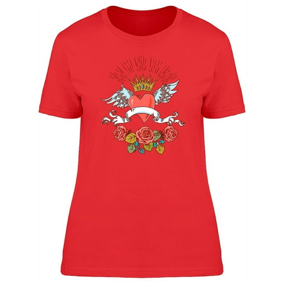 Tattoo Style Crowned Heart T-Shirt Women -Image by Shutterstock, Female Small