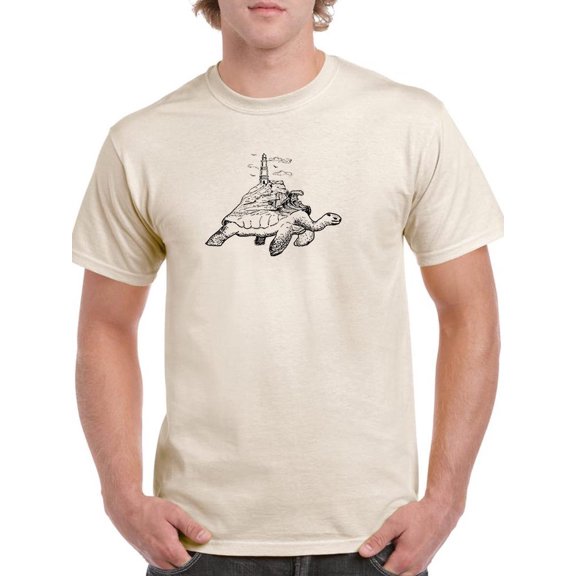 Tattoo Style Turtle Lighthouse T-Shirt Men -Image by Shutterstock, Male Large