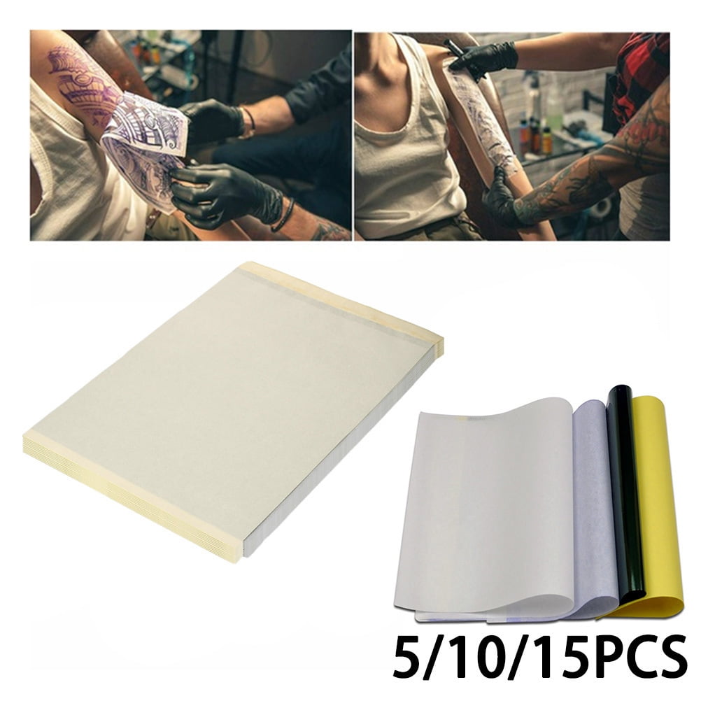Tattoo Transfer Paper Carbon Transfer Stencil Paper for Tattooing to Skin, 4 Layers Thermal Stencil DIY, (Pack of 5/10/15)