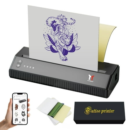 Tattoo Transfer Stencil Printer, Wireless Bluetooth Tattoo Printer Machine, Portable Stencil Machine for Tattooing, 2500mAh Rechargeable Thermal Copier Machine with 10pcs Transfer Paper for Phone & PC
